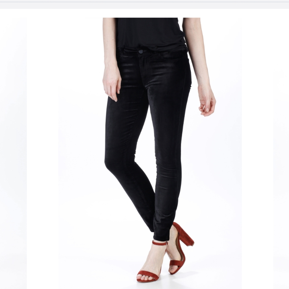 Paige Verdugo Ankle Black Velvet Cotton Stretch Size 28